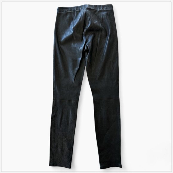 J Brand Edita L8007 Black Leather Lamb Pull On Stretch Pants Mid Rise Leggings M - Picture 7 of 8